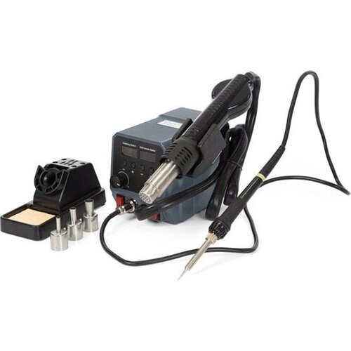 Tweedekans Velleman Soldeerstation, 2-in-1, voor SMD-componenten, multifunctioneel, 60 W + 300 W, temperatuurbereik 50-480 °C + 100-500 °C, grijs Tweedehands