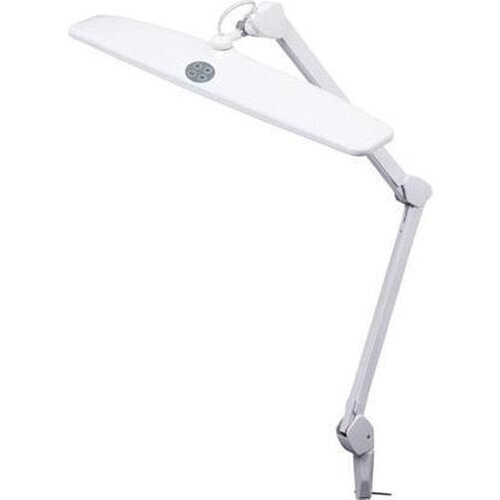 Tweedekans Velleman Verstelbare bureaulamp met klem, flexibele zwenkarm, aan/uit-schakelaar en traploze dimfunctie, 84 krachtige leds, 58 cm breed, 21W, 6500K, 1,5 m kabellengte, geschikt voor bureaublad tot 6,3cm Tweedehands