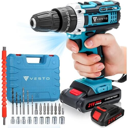 Tweedekans Vesto® PowerDrive Accuboormachine - Accu Schroefboormachine - Boormachine – Schroevendraaier - Accuboortol - Incl. 2 Accu's Tweedehands