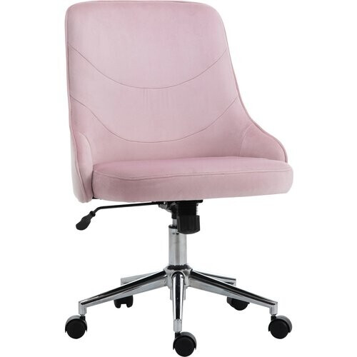 Tweedekans Vinsetto Bureaustoel SOHO-stijl met wipfunctie in hoogte verstelbaar fluweel roze 57 x 61 x 86-96 cm Tweedehands