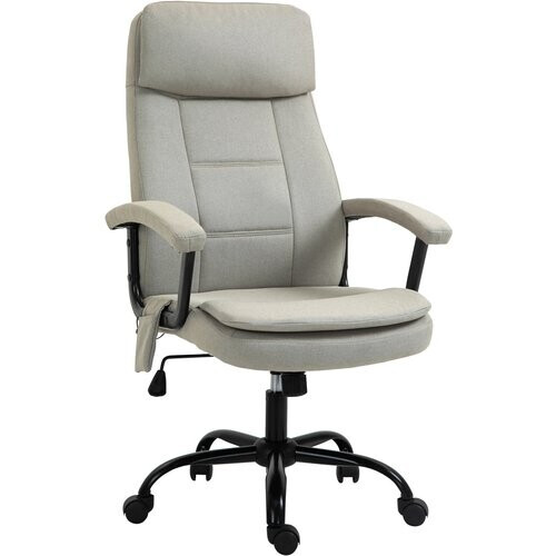 Tweedekans Vinsetto massagebureaustoel in hoogte verstelbare directiestoel gamestoel met massagefunctie ergonomische draaistoel massagestoel linnen look beige 63 x 70 x 112-121 cm Tweedehands