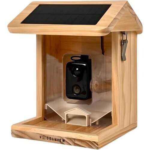 Tweedekans Vogelview -Vogelvoederhuisje - Vogelhuisje met Camera - Hout - AI vogelherkenning - 1080 HD - Audio - Met zonnepaneel Tweedehands