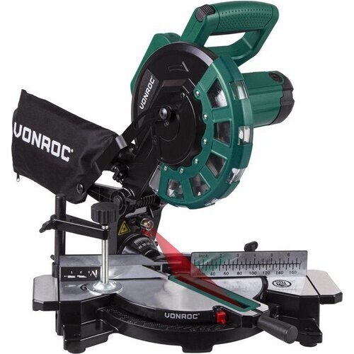 Tweedekans VONROC Afkortzaag – Elektrisch, Met Laser & Ø216 mm Zaagblad – 1700 W – 79 x 46,5 x 36 cm – Zilver/Zwart Tweedehands