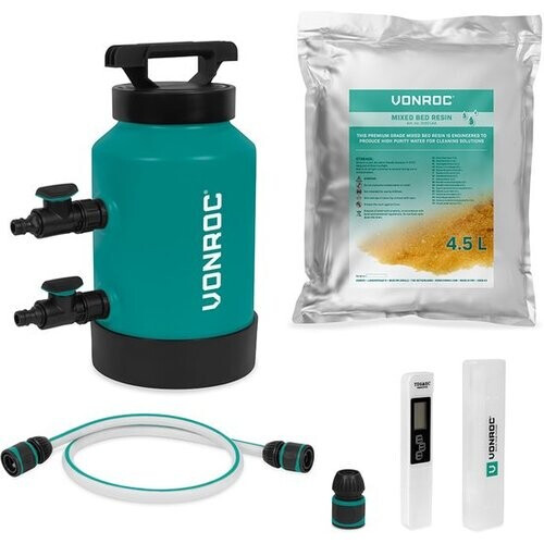 Tweedekans VONROC DI-Puurwaterfilter – Deïonisatiefilter - alternatief osmose water - Incl. 4.5L mengbedhars, TDS-meter, slang en koppelingen Tweedehands