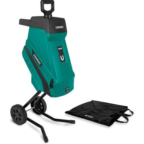 Tweedekans VONROC Hakselaar/Shredder 2500W – Voor takken tot Ø45mm – Incl. 45L opvangzak & duwstok Tweedehands
