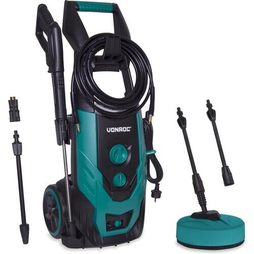Tweedekans VONROC Hogedrukreiniger – Incl. Accessoires & Reinigingstank – 170 bar, 450 l/h – 2200 W – Zwart Tweedehands