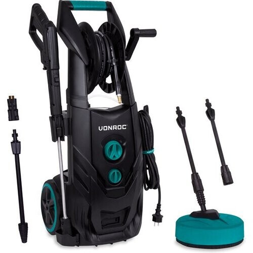 Tweedekans VONROC Hogedrukreiniger PRO V25-2 – Incl. Accessoires & Reinigingstank – 195 bar, 468 l/h – 2500 W – Zwart Tweedehands