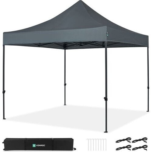 Tweedekans VONROC Partytent - 3x3 m – Premium easy-up Partytent - Modulair Ontwerp – Opvouwbaar – Waterdicht – Stalen Frame - 50+ UV Bescherming - Incl. Opbergtas - Grey Tweedehands