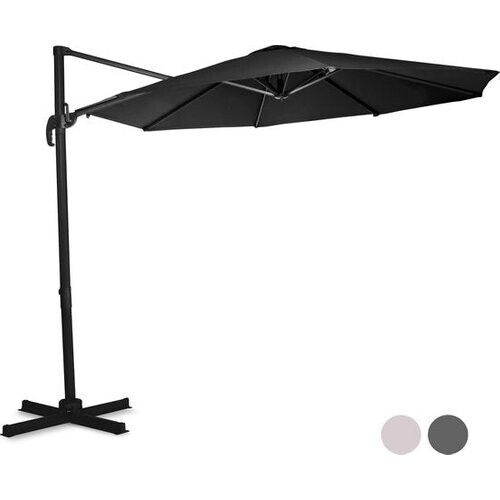 Tweedekans VONROC Premium Zweefparasol Bardolino Ø300cm – Incl. kruisvoet & beschermhoes – Ronde parasol – 360 ° Draaibaar - Kantelbaar – UV werend doek - Zwart Tweedehands