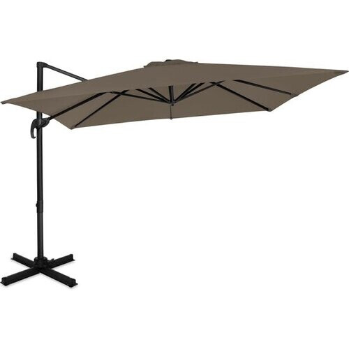 Tweedekans VONROC Premium Zweefparasol Pisogne 300x300cm – Incl. kruisvoet & beschermhoes – Vierkante parasol – 360 ° Draaibaar - Kantelbaar – UV werend doek - Taupe Tweedehands