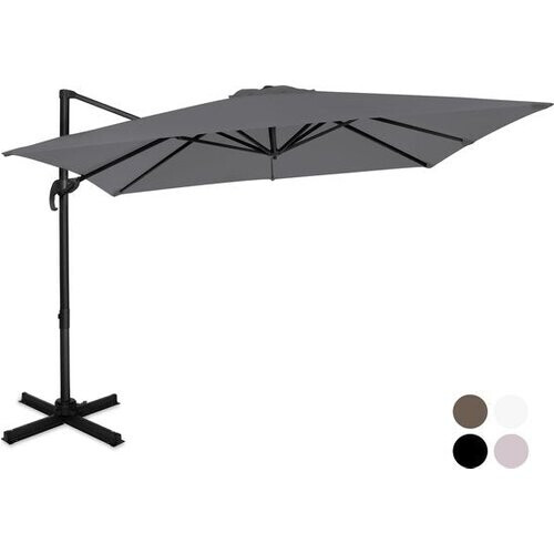 Tweedekans VONROC Premium Zweefparasol Pisogne 300x300cm – Incl. kruisvoet & beschermhoes – Vierkante parasol – 360 ° Draaibaar - Kantelbaar – UV werend doek - Grijs Tweedehands