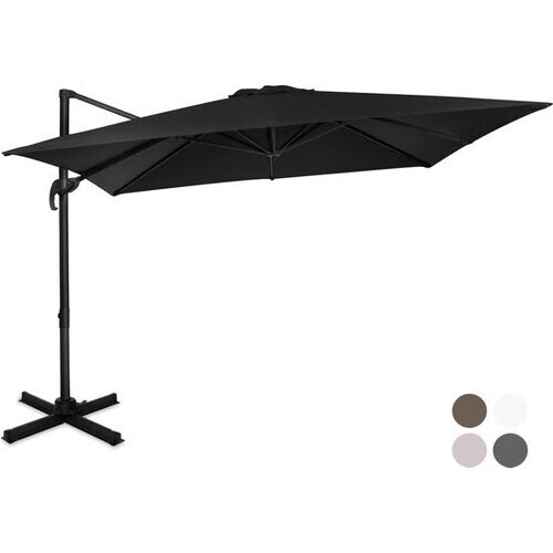 Tweedekans VONROC Premium Zweefparasol Pisogne 300x300cm – Incl. kruisvoet & beschermhoes – Vierkante parasol – 360 ° Draaibaar - Kantelbaar – UV werend doek - Zwart Tweedehands
