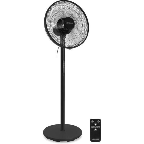 Tweedekans VONROC Vloerventilator - Ø 45,5cm - 3 snelheden – timer - verstelbaar in 3 hoogtes - incl. afstandsbediening - zwart Tweedehands