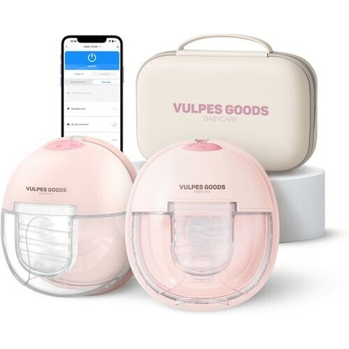 Tweedekans Vulpes Goods® BabyCare - Elektrische Borstkolf Elite - Handsfree Borstkolf - Dubbele Draadloze Borstkolf - Warmtecompressie - BPA-Vrij - App - Incl. Reiskoffer, Borstschildverkleiners, 60 Bewaarzakjes & Meer - Roze Tweedehands