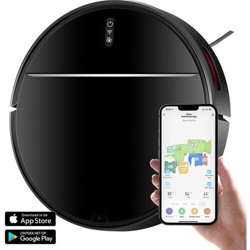 Tweedekans Wadu Robotstofzuiger – Met dweilfunctie, 2500Pa zuigkracht & 600 ml stofbak – 120 min batterijduur – Ø32 x 7,8 cm – Zwart Tweedehands