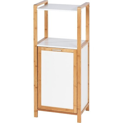 Tweedekans Wenko Finja Wasmand met Rek – Bamboe/Wit – 40 x 95 x 30 cm Tweedehands