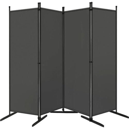 Tweedekans Woltu Paravent Ruimteverdeler & Privacy Scherm 4-Delig Donkergrijs - 223 x 177 cm - Opvouwbare Scheidingswand voor Binnen en Buiten Tweedehands