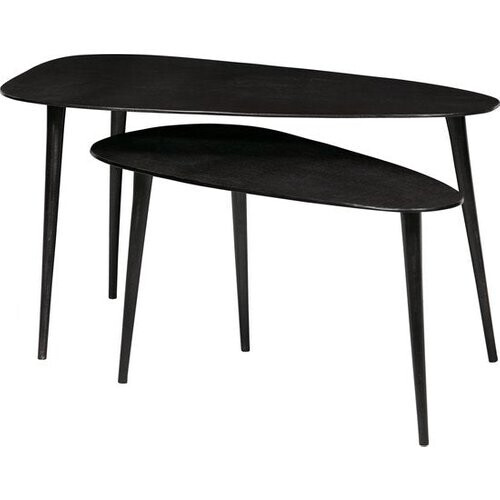 Tweedekans WOOOD Triangle Bijzettafel - Metaal - Zwart Nikkel - 49x89x49 - Set van 2
