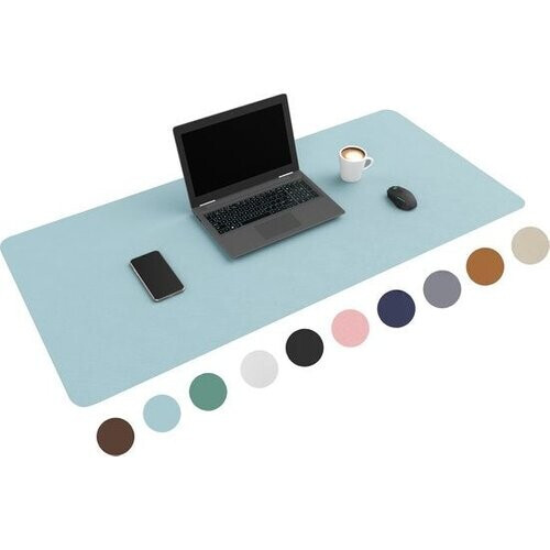 Tweedekans WURK Professionele Bureau Onderlegger Kunstleer - Bureau Organizer - Inclusief Kabel Clip - Baby Blauw - 120x60 Tweedehands