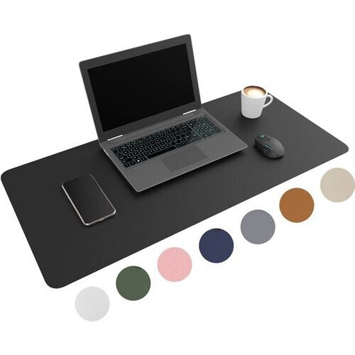 Tweedekans WURK Professionele Bureau Onderlegger Kunstleer – Bureau Organizer – Bureaumat - Bureau Accessoires – Muismat XXL– Inclusief Kabel Clip – 90x45 – Zwart Tweedehands