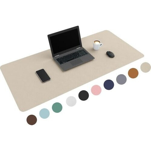 Tweedekans WURK Professionele Bureau Onderlegger Kunstleer - Bureau Organizer - Inclusief Kabel Clip - Beige - 120x60 Tweedehands