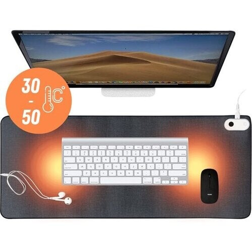 Tweedekans WURK Professionele Verwarmde Bureau Onderlegger - 30℃ tot 50℃ - Bureau Organizer - Inclusief Kabel Clip - Zwart - 80x33 Tweedehands