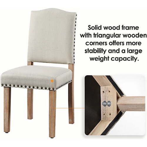 Tweedekans Yaheetech Eetkamerstoelen - 2Stuks - 136kg - Gestoffeerd - Beige Tweedehands
