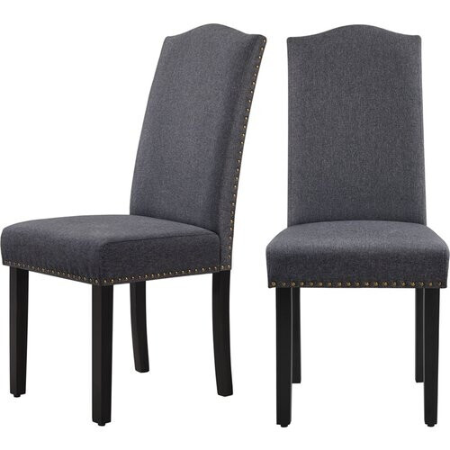 Tweedekans Yaheetech Eetkamerstoelen Set van 2 - Keukenstoel met Hoge Rugleuning - Massief Houten Poten - 45,5 x 62 x 103 cm - Donkergrijs Tweedehands
