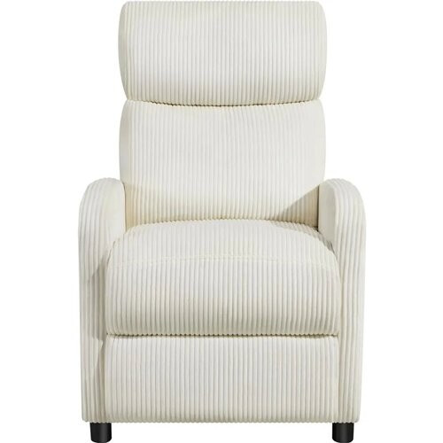 Tweedekans Yaheetech Relaxstoel van Cordstof met Verstelbare Voetsteun - Beige - 61,5 x 87 x 99 cm - Max. 120 kg Tweedehands