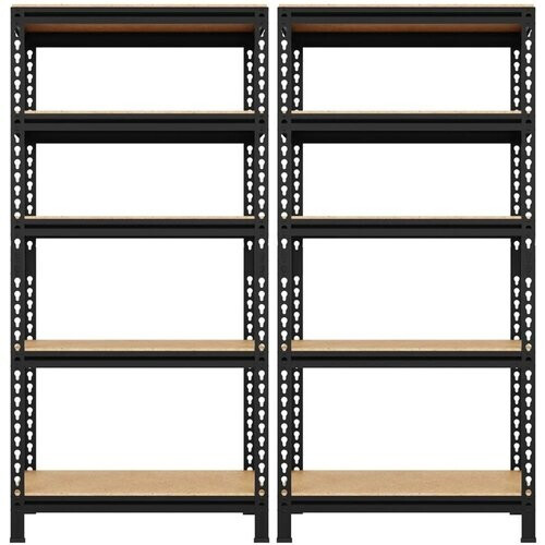 Tweedekans Yaheetech Stellingkast 2 Stuks 70 x 30 x 150 cm - Zwart - 5 Verstelbare Legplanken