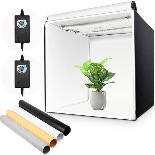 Tweedekans Yorbay Fotobox Fotostudio Met Dimbare LED-verlichting 4 Achtergrondfolies Voor Fotografie - 60x60x60cm Tweedehands