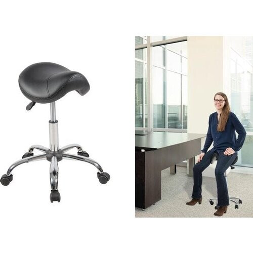 Tweedekans Zadelkruk zwart - kapersfiets- kapperskruk- ergonomisch- voor recht rug- tabouret Tweedehands