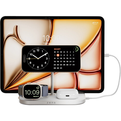 Tweedekans Zens 4-in-1 MagSafe met Qi2 Draadloze Oplader 15W met Standaard, Watch Stand en iPad Stand Tweedehands