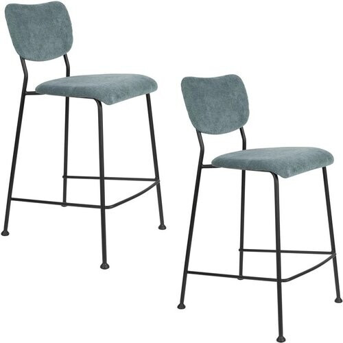 Tweedekans Zuiver Benson Barkruk - Duopack - Grey/Blue - 64,5 cm Tweedehands