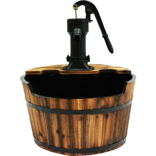Ubbink Newcastle - Waterornament - Houten ton met zwengelpomp - Bruin Tweedehands