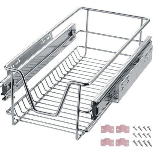 Uitschuifbaar Telescopisch Keukenrek - 30 cm breed - Flexibele rails - Verchroomd metaal