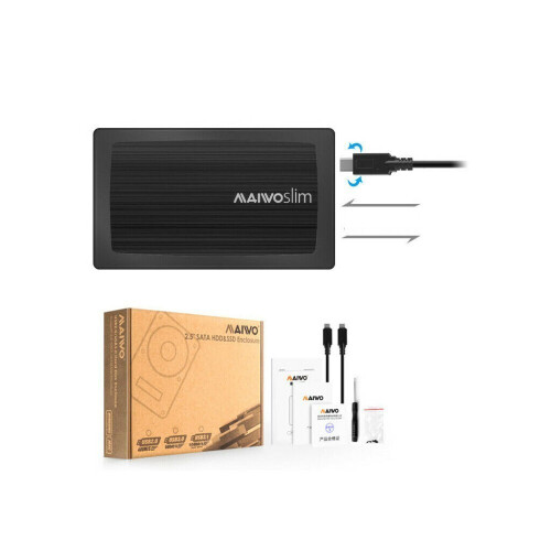 USB3.1 Gen2 (10Gbps) SATA SSD enclosure black color including USB cable type C to C