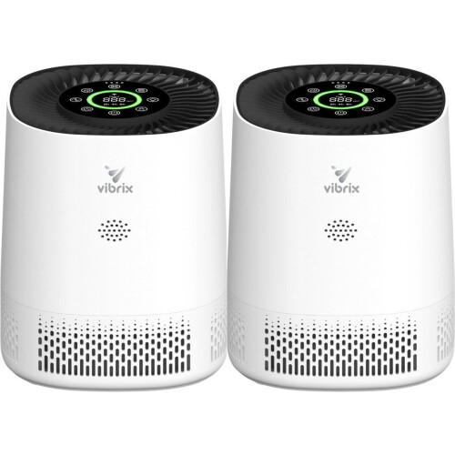 Vibrix PureFlow15 - Luchtreiniger - 100m³/u - HEPA H13 Filter + Koolstof Filter - Fluisterstil met Ionisator - Automatische modus (2 stuks)