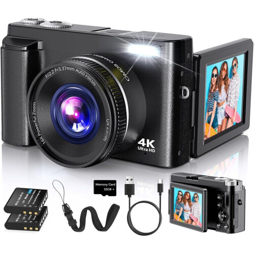 Vizual 48MP - Compact Camera - 4K 30FPS - Zwart Tweedehands