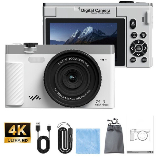 Vizual Digitale Camera 75MP - 4K 30FPS - incl. 32gb SD kaart - Fotocamera - Compact Camera - Vlog Camera - Fototoestel, Tweedehands