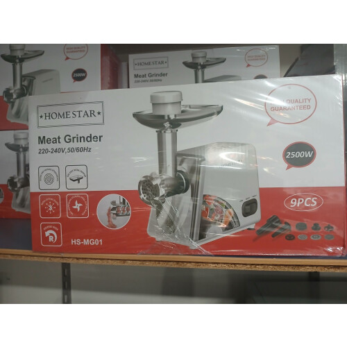 Vleesmoelen HS-MG01 - Elektrische vleesmolen 2500W - 9-delige accessoires - Wit