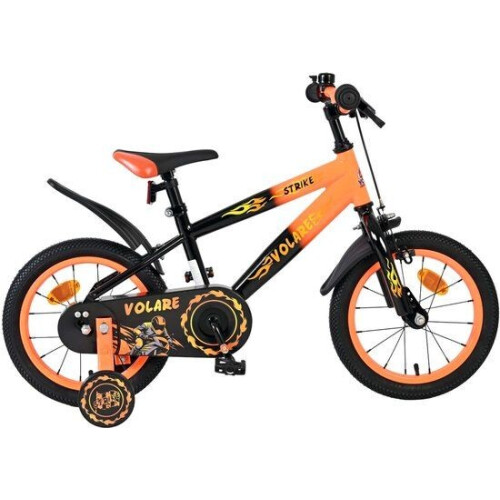 Volare Strike - Kinderfiets - 14 inch - Zwart Oranje Tweedehands