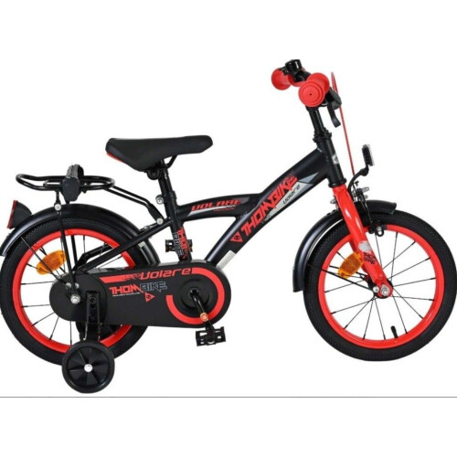 Volare Thombike - Kinderfiets - 14 inch - Handrem en terugtraprem - Zwart Rood