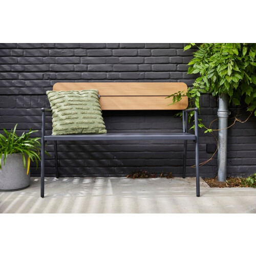 Wakefield Ameland - Tuinbank - Zwart metaal - Bruine rugleuning