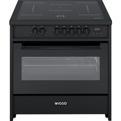 Wiggo WIO-E921A(BB) - Inductie Fornuis - 90 cm - 2 fasen (7,6 kW) - Oven 121L - Zwart Tweedehands