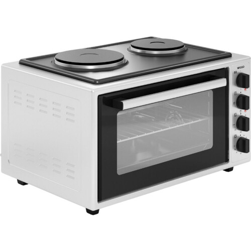 Wiggo WMO-E4562H(W) - Vrijstaande Mini Oven met Kookplaat - 45 liter - 2000W - Wit