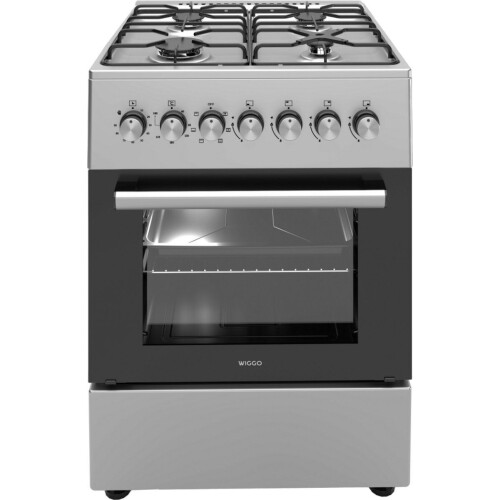 Wiggo WO-E606A - Vrijstaand gasfornuis - 60 cm - 4 kookzones - 66L oven - Roestvrijstaal Tweedehands