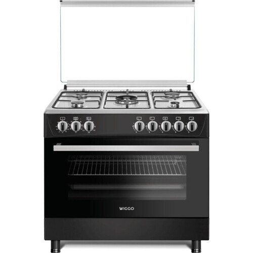 Wiggo WO-E905R - Gasfornuis - 5 Kookzones - 7 Ovenstanden - Wokbrander - Zwart RVS