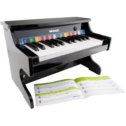 Woet® Houten Elektronische Speelgoed Piano - 25 Toetsen - Inclusief Muziekboekje en Toonladderkaart - Zwart - Vanaf 3 jaar Tweedehands