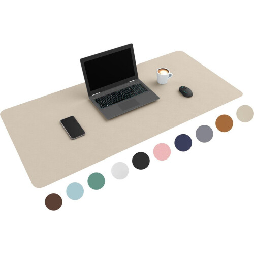 WURK Bureau Onderlegger - Professionele Bureau Organizer - XXL Muismat met Kabel Clip - Beige - 120x60